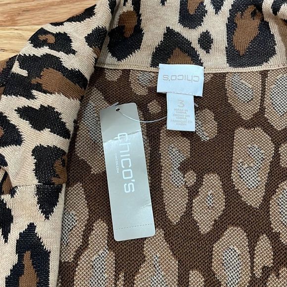 Chico’s Belted Animal Jacquard Mabel Cardigan Size 3 - Picture 12 of 12